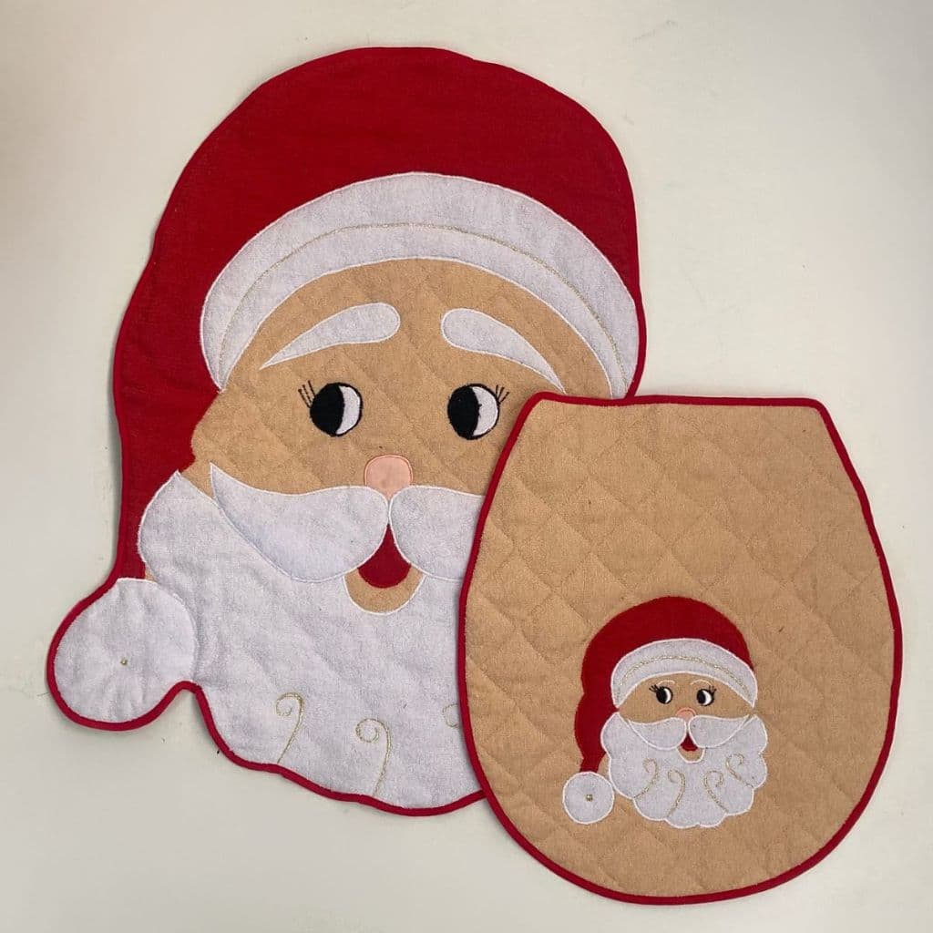 Jogo de Banheiro Atoalhado de Natal 2 Peças — Rosto do Noel