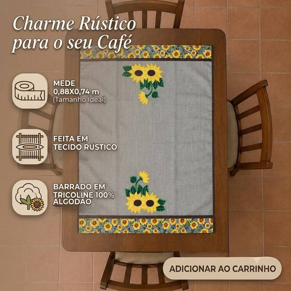 Toalha de Chá Rústica com Barrado em Tricoline